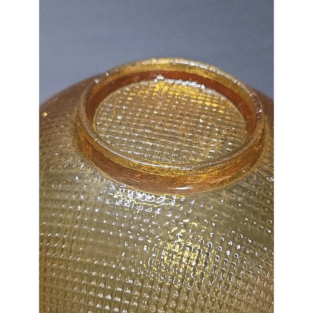 Vintage Colony Waffle Glass Nesting Bowls Set of 3 Pink Amber‎ Purple Ruffled